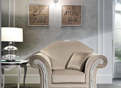 Luxurious classic single-seater wooden beige armchair living room furniture Italy