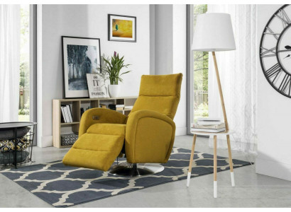 Armchair Lounge Designer Chair Upholstered Sofa 1-Seater Swivel Recliner TV Fabric