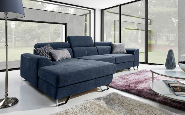 Stylish, very soft, ultra-comfortable corner sofa with fashionable and luxurious upholstery.