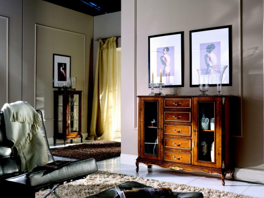 Sideboard, cabinet, glass showcase, dresser, cabinets, baroque style, furniture, wood