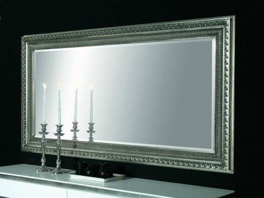 Handcrafted floor mirror large in a wooden frame made of real wood
