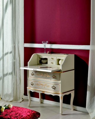 Design desk secretary writing office furniture wood tables office interior.