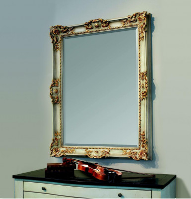 Mirror wall mirror designer hallway living room bathroom wood design 88x118 baroque