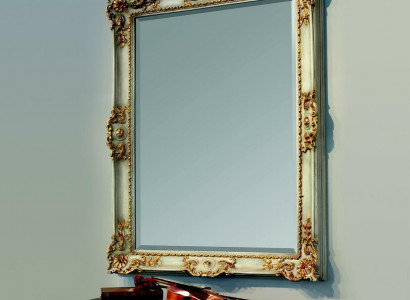 Mirror wall mirror designer hallway living room bathroom wood design 88x118 baroque