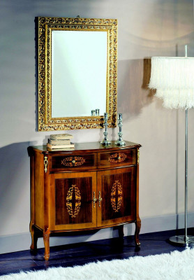 Dresser Wood Furniture Baroque with Mirror Luxury Italian Furniture 2-piece Set