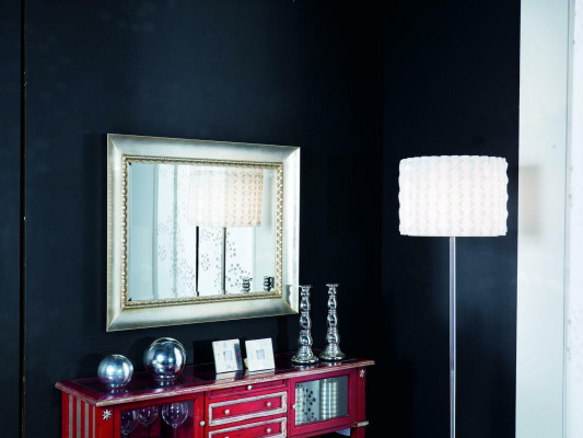 Classic wall mirror with wooden frame, mirror, luxury furniture, silver hanging glass frame wall.