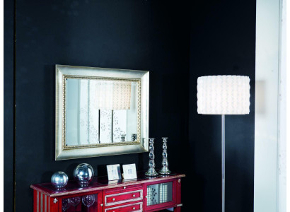 Classic wall mirror with wooden frame, mirror, luxury furniture, silver hanging glass frame wall.