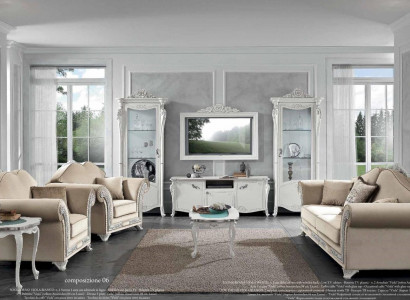 TV cabinet wood RTV display cabinet living room wall unit design Bizzotto set 2-piece white