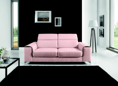 A respectable modern and comfortable 2-seater sofa in a stylish pink color
