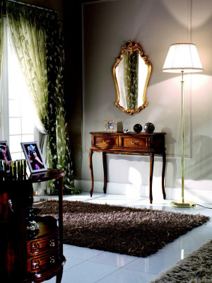 Luxury Wood Italian Furniture 2-piece Set Furniture Baroque Style Console Table with Mirror New