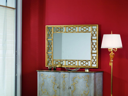 Classic Designer Mirror Wall Mirror Baroque Rococo 150x114cm Wood Frame