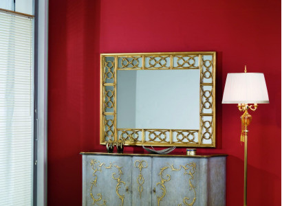 Classic Designer Mirror Wall Mirror Baroque Rococo 150x114cm Wood Frame