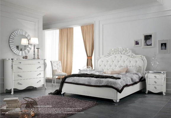 Bed style bedroom beds wood Italian furniture design classic art deco