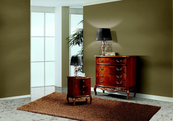 Italian Baroque Furniture Nightstand Bedroom Small Wooden Chest of Drawers Brown New