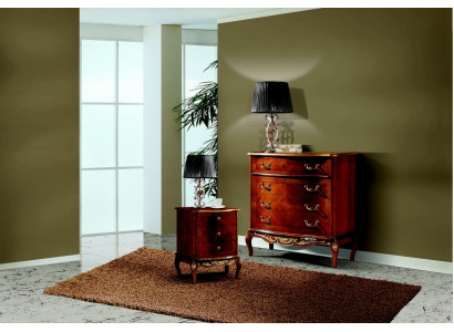 Italian Baroque Furniture Nightstand Bedroom Small Wooden Chest of Drawers Brown New