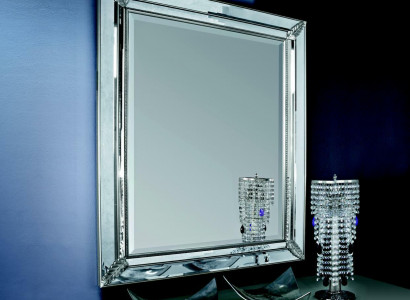 Classic wall mirror with wooden frame, antique style, baroque, Italian furniture, new