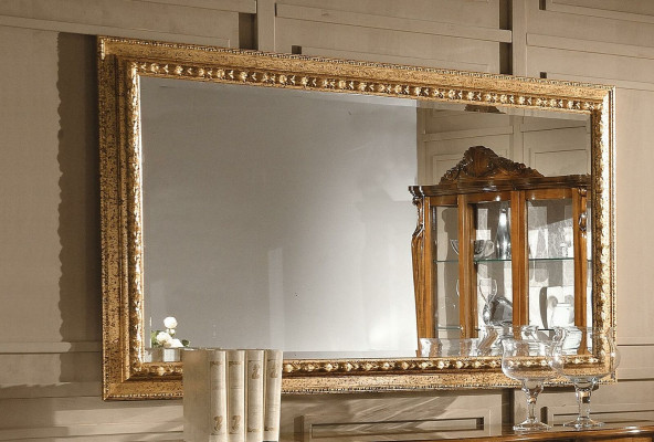 Gold mirror design luxury XXL wall mirror wood frame baroque style Italy new