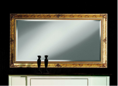 Wall mirror with wooden frame, hanging mirror, golden mirror, wall mirror, living room, new.