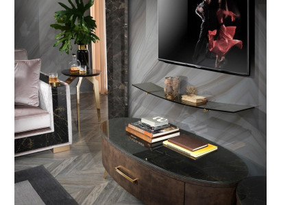 Modern living room wall unit shelves TV stand cabinet 2-piece set.