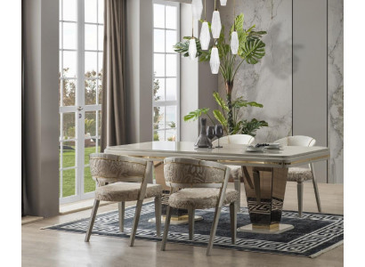 Luxury Dining Set Dining Room Dining Table Chairs Dining Nook Beige 7-piece