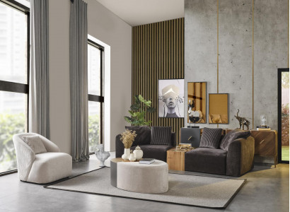 4-seater sofa set armchair four-seater sofa modern black fabric new