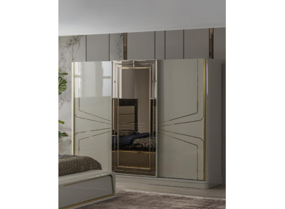 Luxury wardrobe wooden cabinet bedroom cabinets beige