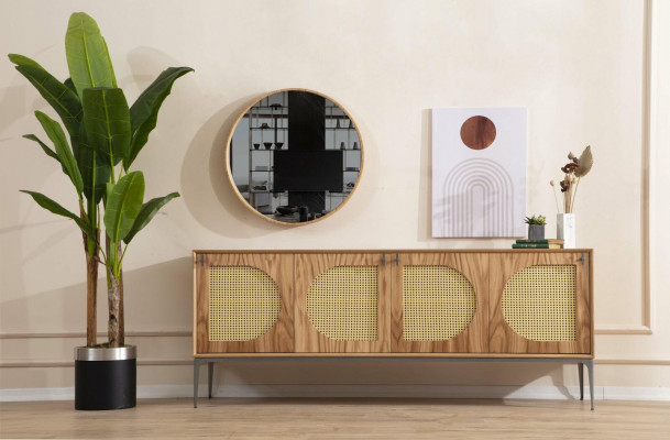 Sideboard with mirror sideboard sideboards wooden cabinet furniture brown new