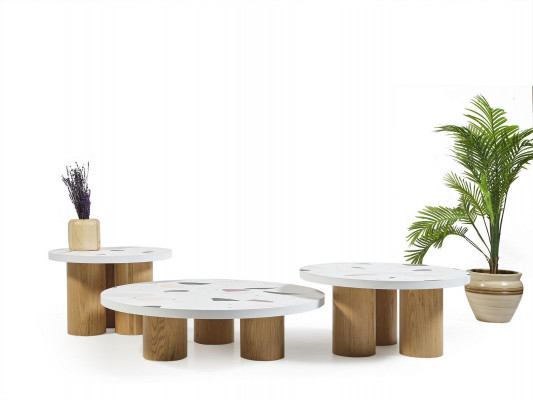 Coffee tables, side tables, design living room, 3-piece, Italian style