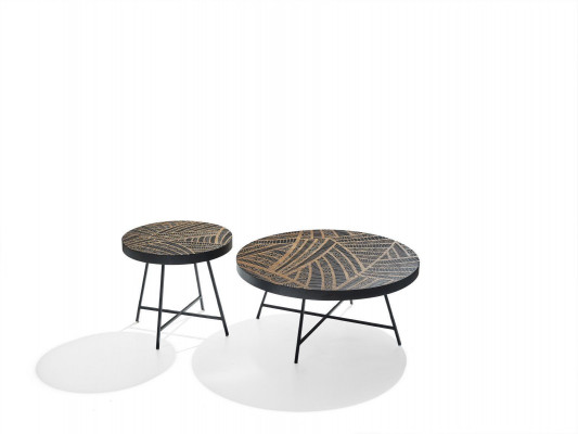 Design side coffee tables, round tables, black luxury, 2-piece set.