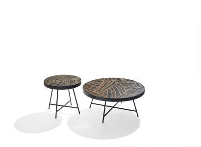 Design side coffee tables, round tables, black luxury, 2-piece set.