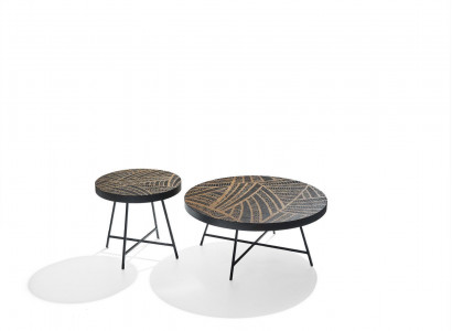 Design side coffee tables, round tables, black luxury, 2-piece set.