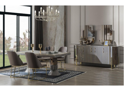 Modern luxury dining set dining room dining table suite chairs dining area gray 5-piece set