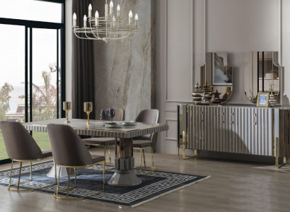 Modern luxury dining set dining room dining table suite chairs dining area gray 5-piece set