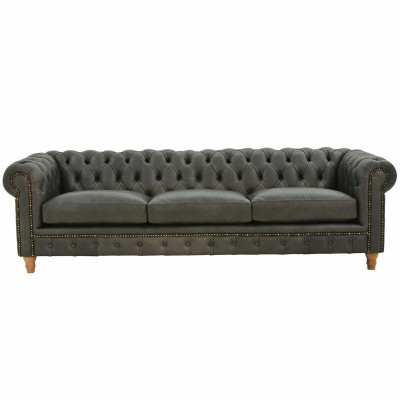 Design Leather Sofa Couch - Chesterfield Upholstered Three-Seater 240cm New