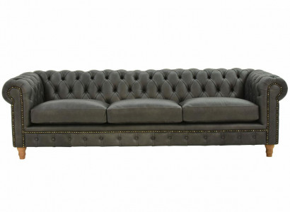 Design Leather Sofa Couch - Chesterfield Upholstered Three-Seater 240cm New