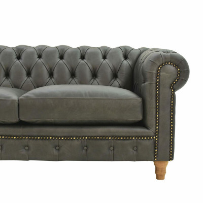 Design Leather Sofa Couch - Chesterfield Upholstered Three-Seater 240cm New