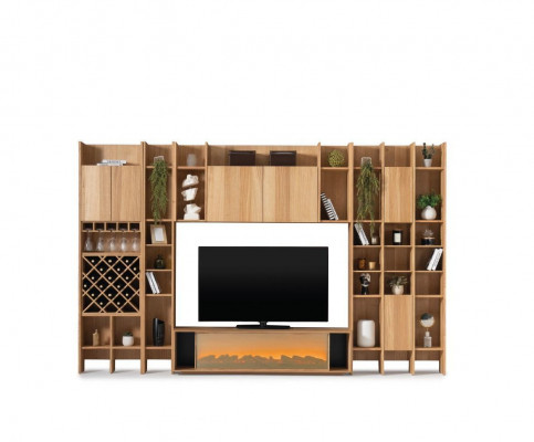 Living room wall unit wood luxury set new style modern luxury brown