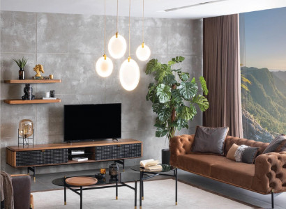 Wall shelf living room design solid wood brown color new furniture material wood
