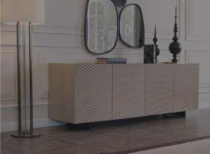 Living Room Mirror Sideboard Cabinet Noble Design Luxury 2-piece New Beige