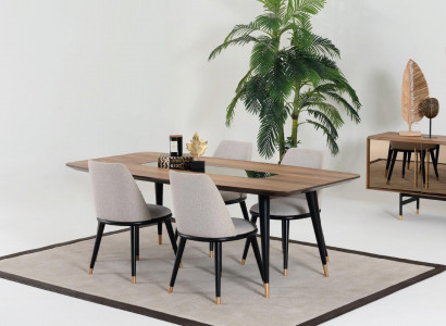 Dining table with 4 chairs dining room set dining group wood table 5-piece group
