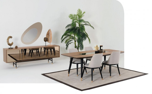 Dining table with 4 chairs dining room set dining group wood table 5-piece group