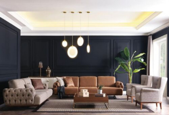 4-piece sofa set with couch, sofa, furniture, suite design Chesterfield