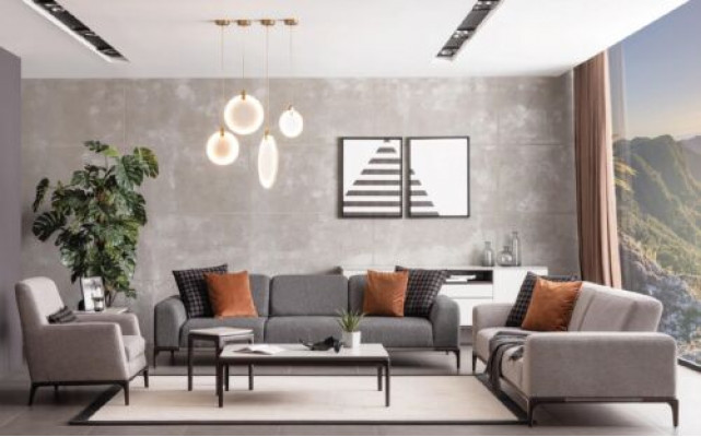 Sofa set 4 1-seater sofa armchair coffee table side tables set 5-piece.