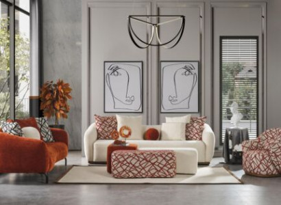Sofa Set 431 Seater 3x Ottoman Set Design Sofas Upholstery Modern 6-piece