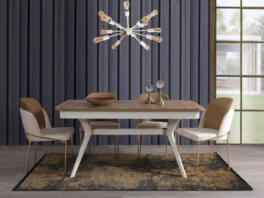 Dining room set: table, 4 chairs, sideboard, 2 mirrors, wall unit, 11 pieces.