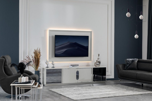 Complete set living room suite corner sofa TV unit coffee table armchair 4-piece.