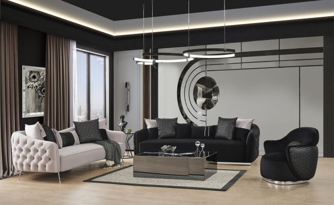 Sofa set 431 seater coffee table living room set 4-piece, white new modern