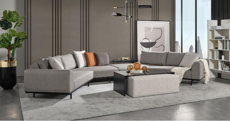Corner sofa couch fabric living area luxury furniture U shape coffee table