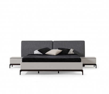 Bed, 2x nightstands, wardrobe, luxury wood bedroom, hotel furniture, 4-piece set.