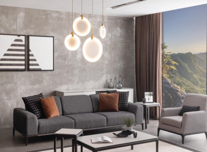 Living room sofa set 4-seater coffee table 2x side tables luxury sofa